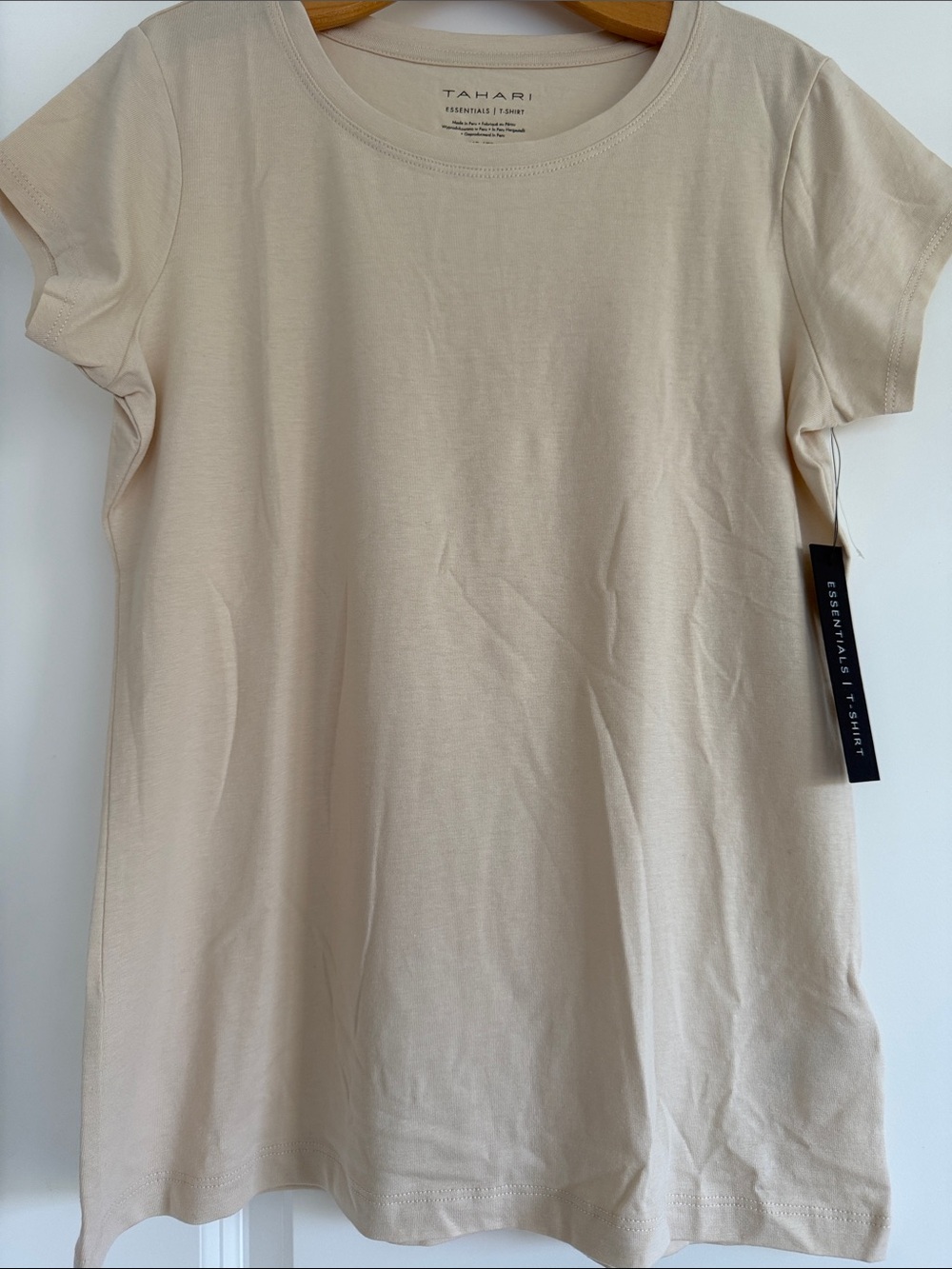 Tahari Women's tan Short Sleeve Crew Tee Pima cotton, modal, spandex. XS NWT
